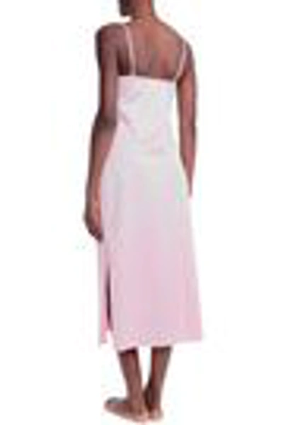 Shop Bodas Pleated Cotton-poplin Nightdress In Baby Pink