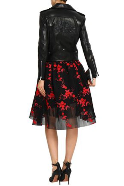 Shop Maje Embroidered Tulle Skirt In Black