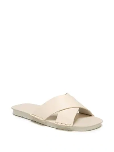 Shop Vince Nico Leather Flat Sandals In White