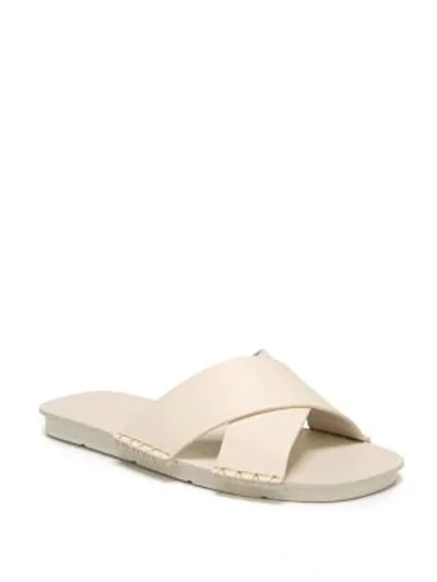 Shop Vince Nico Leather Flat Sandals In White