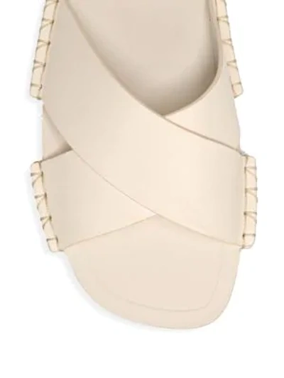 Shop Vince Nico Leather Flat Sandals In White