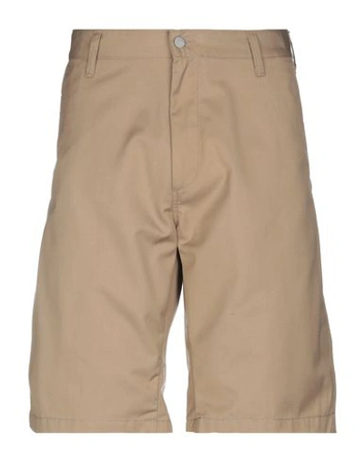 Shop Carhartt Man Shorts & Bermuda Shorts Khaki Size 36 Polyester, Cotton In Beige