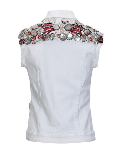 Shop Philipp Plein Denim Outerwear In White