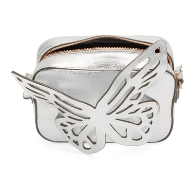 Shop Sophia Webster Silver Flossy Butterfly Camera Bag