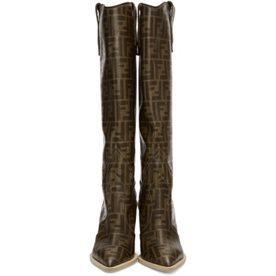 Shop Fendi Brown Forever  Cowboy Tall Boots In F0cmy Multi