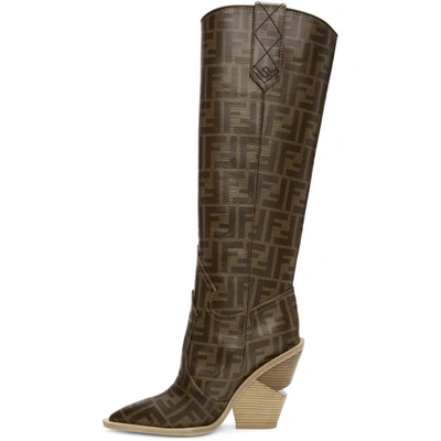 Shop Fendi Brown Forever  Cowboy Tall Boots In F0cmy Multi