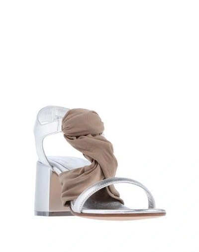 Shop Mm6 Maison Margiela Woman Sandals Silver Size 7 Soft Leather, Textile Fibers