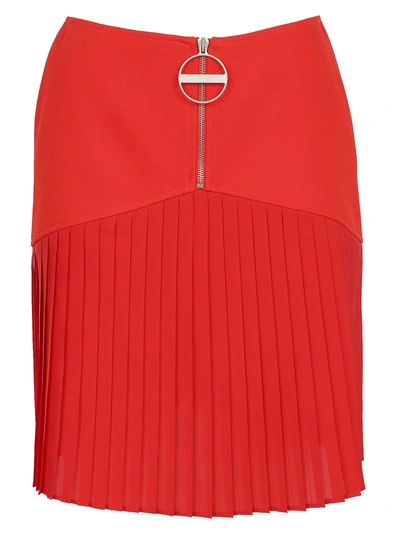 Shop Givenchy Pleated Zip Skirt In Red