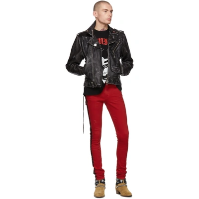 Shop Amiri Black Leather Vintage Lost Boys Biker Jacket In Blk Black