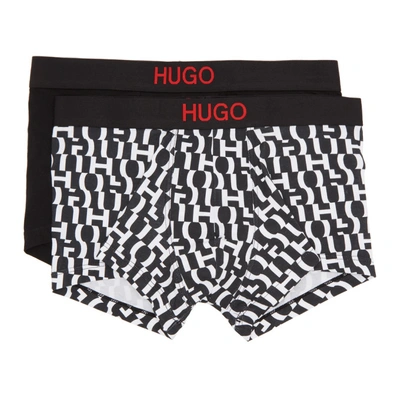 Shop Hugo Two-pack Black And Red Brother Boxer Briefs In 002 Blk/wht