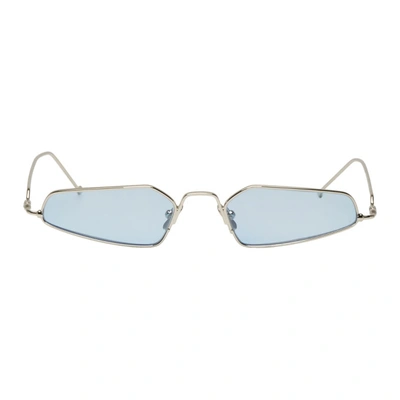 Shop Nor Silver And Blue Dimensions Sunglasses In Silverblu