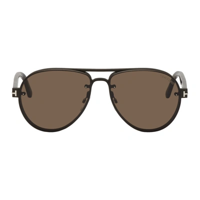 Shop Tom Ford Black And Brown Alexei-02 Sunglasses In 12jshdkruth