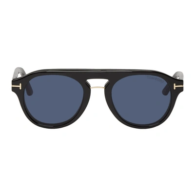 Shop Tom Ford Black Tf-5533b Clip-on Glasses In 01vshblkblu