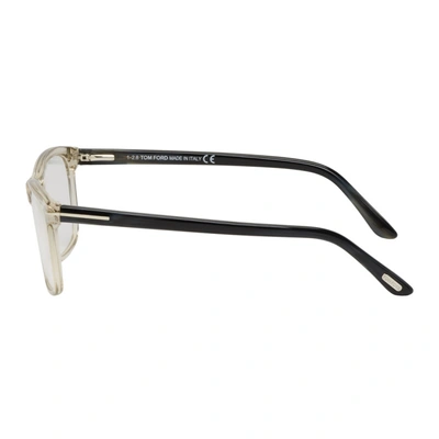 Shop Tom Ford Transparent And Black Block Square Glasses In 020 Greyoth