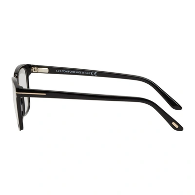 Shop Tom Ford Black Block Bridge Glasses In 001shinyblk