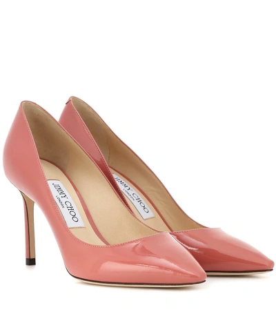 Shop Jimmy Choo Romy 85 Patent Leather Pumps In Pink