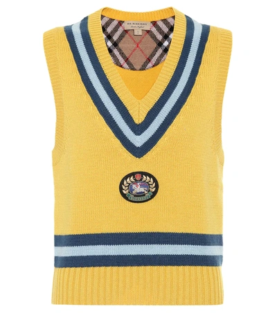 Shop Burberry Wool And Cashmere Vest In Yellow