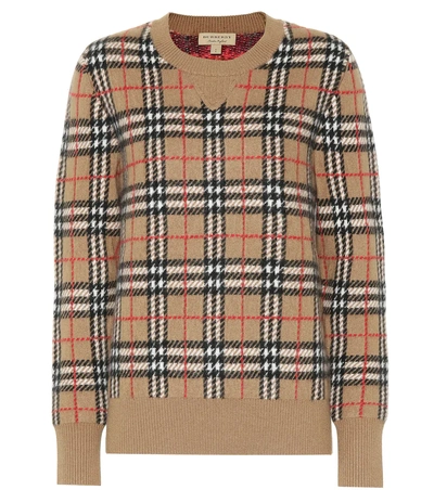 Shop Burberry Vintage Check Cashmere Sweater In Beige