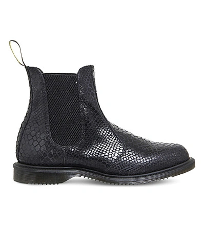 Dr. Martens Kensington Flora Snake-pattern Chelsea Boots In Black Snake |  ModeSens