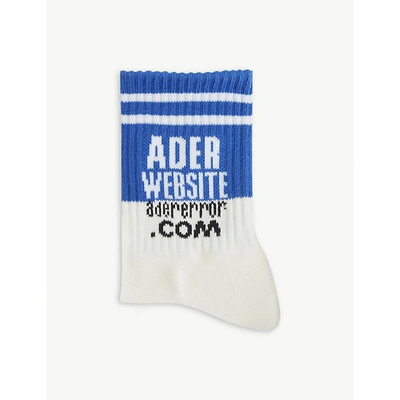 Shop Ader Error Website Cotton Socks In Blue