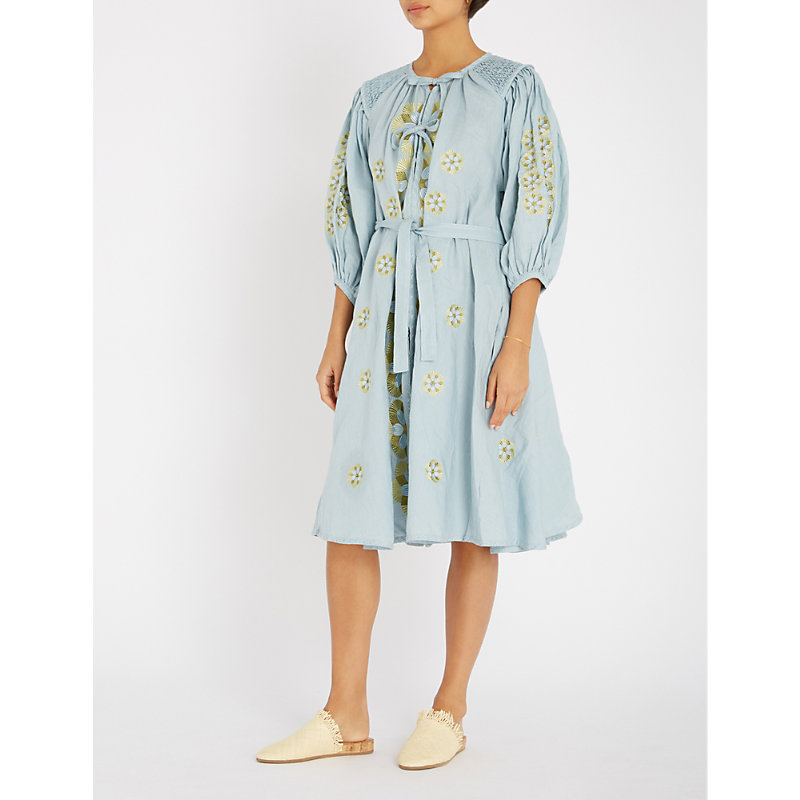 powder blue linen dress