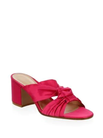 Shop Gianvito Rossi Twisted Knot Silk Slides In Fuchsia