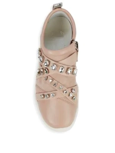 Shop Giuseppe Zanotti Crystal Embellished Slip-on Sneakers In Blush