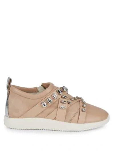 Shop Giuseppe Zanotti Crystal Embellished Slip-on Sneakers In Blush