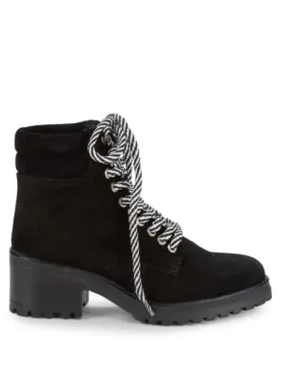 Shop Steve Madden Glacie Block Heel Suede Active Boots In Black