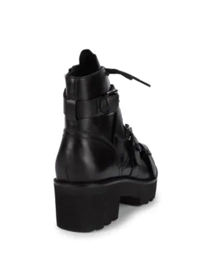 Shop Ash Women's Razor Multi-buckle Leather Combat Boots In Black