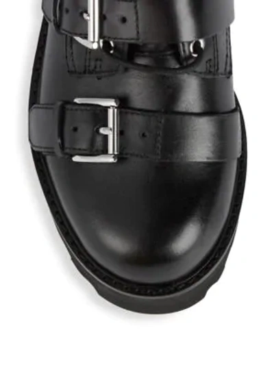 Shop Ash Women's Razor Multi-buckle Leather Combat Boots In Black