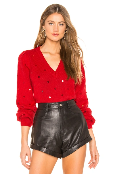 Shop Majorelle Sequin Sweater In Red.