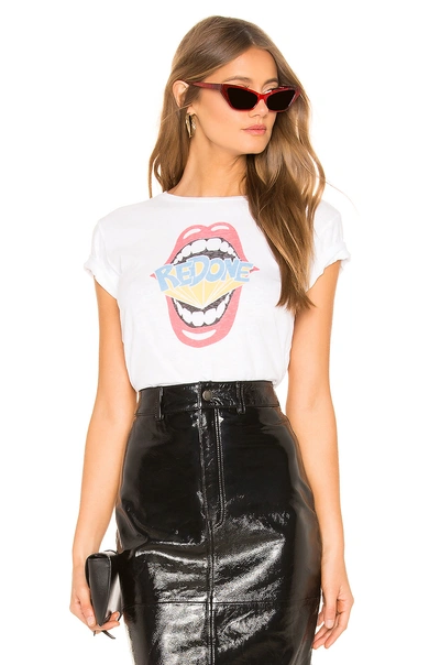 Shop Re/done Redone Mouth Classic Tee In White.
