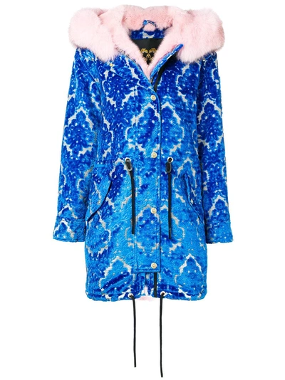Shop Moose Knuckles Jacquard Effect Coat In Blue