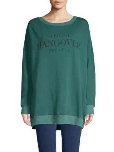 Shop Wildfox Graphic Oversized Sweater In Green Sapphire