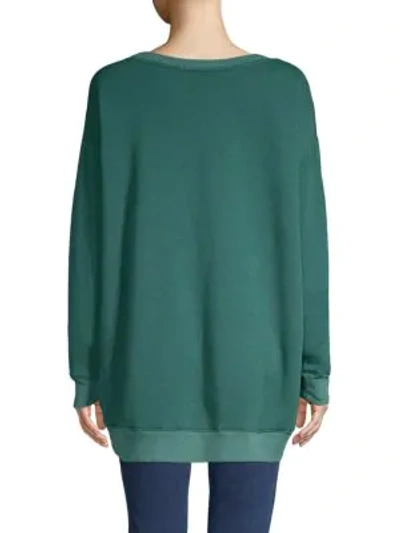 Shop Wildfox Graphic Oversized Sweater In Green Sapphire