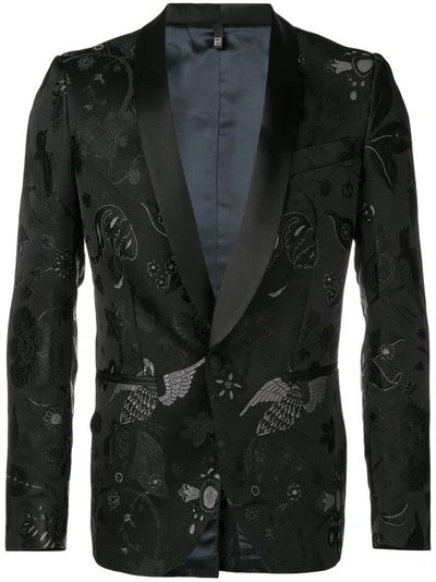 Shop Christian Pellizzari Embroidered Suit Jacket - Black