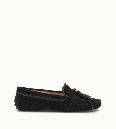 Shop Tod's Gommino Driving Shoes In Suede In Black