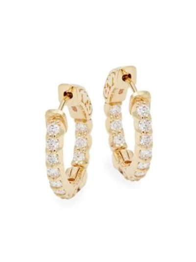 Shop Saks Fifth Avenue 14k Yellow Gold & Diamond Huggie Hoop Earrings