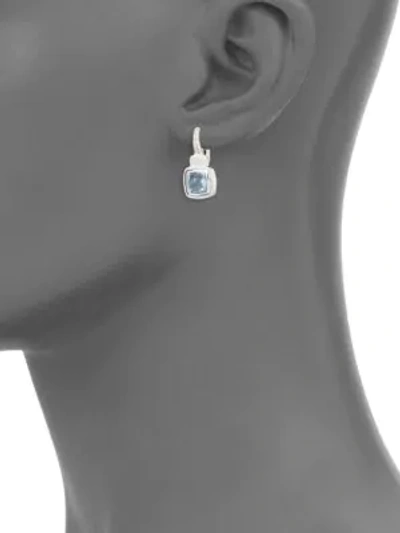 Shop Judith Ripka Natalie Sterling Silver Blue Crystal & White Topaz Square Drop Earrings