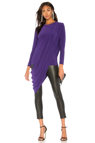 Shop Norma Kamali Long Sleeve Draped Top In Purple