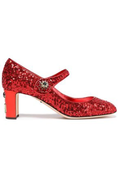 Shop Dolce & Gabbana Woman Mid Heel Pumps Red