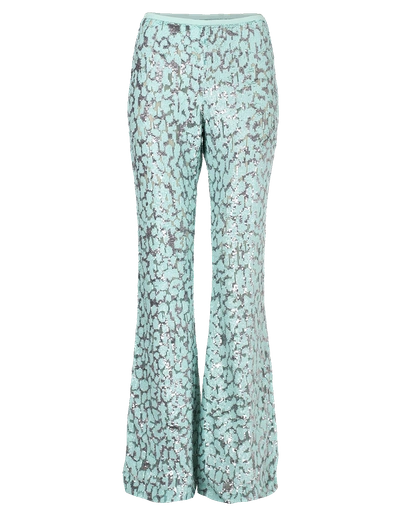Shop Michael Kors Embroidered Flare Pant In Seafoam