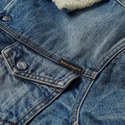 Nudie Jeans Lenny Faux Shearling-lined Washed Denim Jacket In Blue |  ModeSens