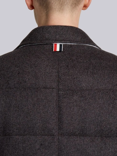 Shop Thom Browne Striped Down Fill Cashmere Overcoat In Grey