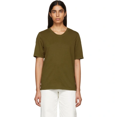 Shop Raquel Allegra Green Sueded Baby Jersey T-shirt In Army