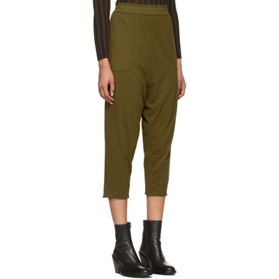 Shop Raquel Allegra Green Sueded Baby Jersey Lounge Pants In Army