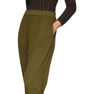 Shop Raquel Allegra Green Sueded Baby Jersey Lounge Pants In Army