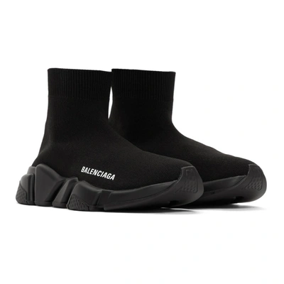 Balenciaga Speed Logo-embroidered Metallic Stretch-knit High-top Sneakers  In Black | ModeSens