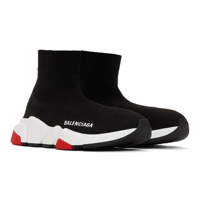 Shop Balenciaga Black & Red Speed Sneakers
